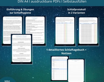 Sleep Diary PDF Printable | Sleep Tracker & Sleep Hygiene Workbook | Better Sleep, Self Care Journal, Mental Health