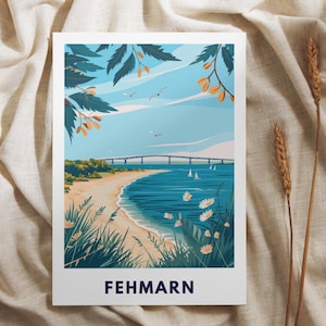 Fehmarn Poster | Fehmarnsund Bridge Mural | Spring on the sandy beach | Baltic Sea coast | Baltic Sea island | Baltic Sea holiday island