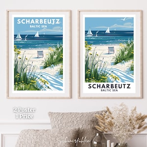 Scharbeutz | Küste | Baltic Sea | Travel Poster | Vintage | Digital Print | Reiseposter | Ostsee | Bucht | Maritim | Beach | Priwall | Trave