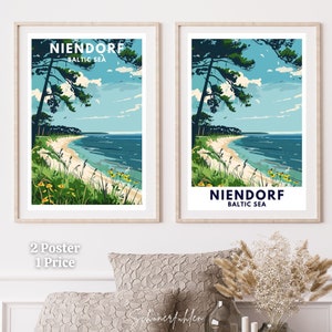 Niendorf | Steilküste | Travemünde | Baltic Sea | Travel Poster | Vintage | Digital Print | Reiseposter | Ostsee | Strand | Maritim | Beach