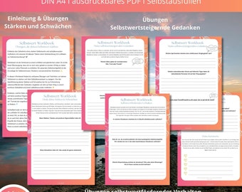 Self-Esteem Workbook | Confidence Building Exercises | Mental Health Journal | Printable PDF | Positive Affirmations | CBT | Self-Care