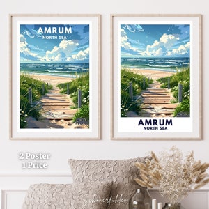 Amrum | Düne | Nordfriesland | Strand| Küste | North Sea | Travel Poster | Vintage | Digital Print | Reiseposter | Nordsee | Insel | Maritim
