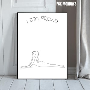 Yoga I am proud meditation poster | Mindfulness decor | Yoga pose wall decoration | Yoga drawing poster | Art print affirmation