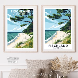 Fischland-Darß-Zingst | Baltic Sea | Travel Poster | Vintage | Digital Print | Reiseposter | Ostsee | Insel | Maritim | Beach | Spring