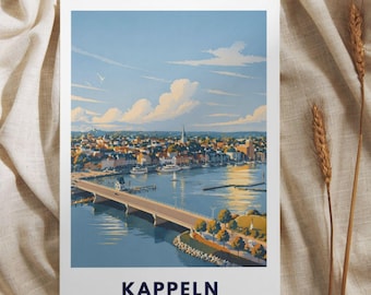Minimalist Kappeln Poster | Scandinavian Travel Poster | Nordic Coastal Wall Art | Germany Travel Print | Baltic Sea Gift Illustration