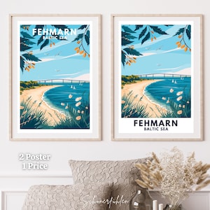 Fehmarn | Baltic Sea | Travel Poster | Vintage | Digital Print | Reiseposter | Ostsee | Insel | Fehmarnsundbrücke | Maritim | Beach | Spring