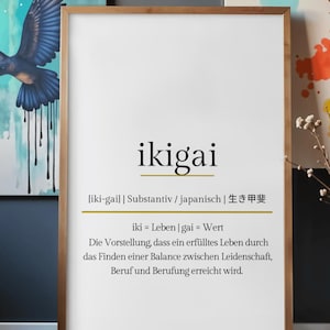 Ikigai Definition Poster | Poster Lebensphilosophie | Lebenssinn | Japan | Dekoration Home & Living | Psychische Gesundheit Berufung Plakat