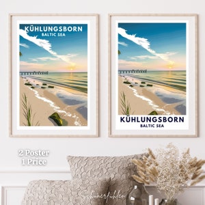 Kühlungsborn | Seebrücke | Küste | Baltic Sea | Travel Poster | Vintage | Digital Print | Reiseposter | Ostsee | Insel | Maritim | Beach