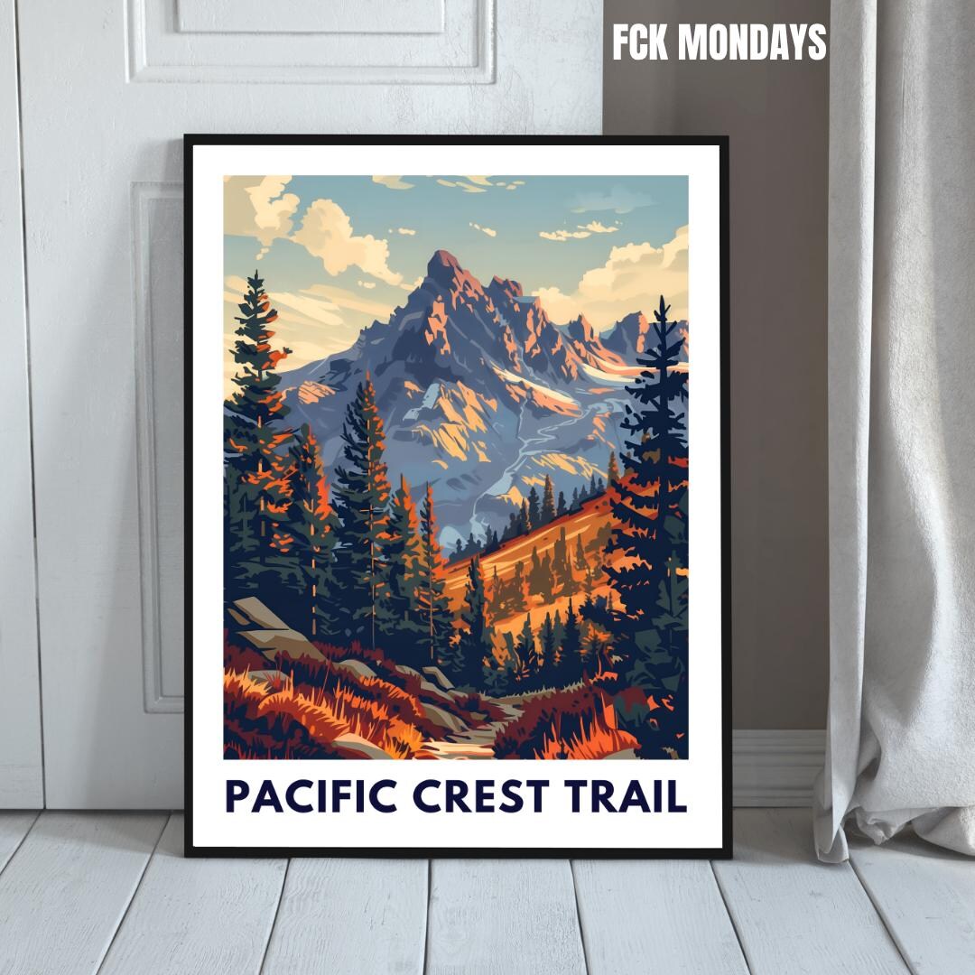 Pacific Crest Trail Poster | USA Hiking Print | Mountain Wall Art ...