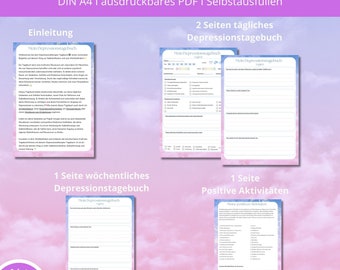 Depression diary | Behavioral therapy for mental health PDF digital download | DBT journaling self-care | Burnout | Self-help book