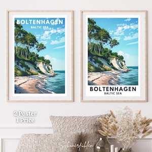 Boltenhagen | Steilküste | Gespensterwald | Baltic Sea | Travel Poster | Vintage | Digital Print | Reiseposter | Ostsee | Maritim | Beach