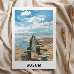Printed Büsum Poster | Wadden Sea National Park | Büsum Beach | North Sea Coast Art | Schleswig-Holstein Coast Wall Art