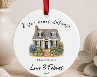 Personalized Ceramic House Ornament, New Home Gift with Names Address Year, Housewarming Moving Housewarming Gift