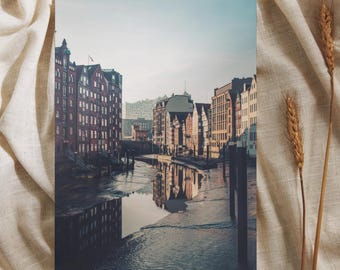 Hamburg Speicherstadt at Low Tide Poster | Historic Warehouse District | Elbe Canals Fine Art | Hanseatic Architecture | Hamburg Wall Art