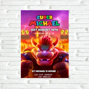 Bowser Birthday Invitation | Super Mario Birthday Invitation | Editable Template | Mario Party Invitation |Super Mario Bros Instant Download