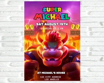 Bowser Birthday Invitation | Super Mario Birthday Invitation | Editable Template | Mario Party Invitation |Super Mario Bros Instant Download