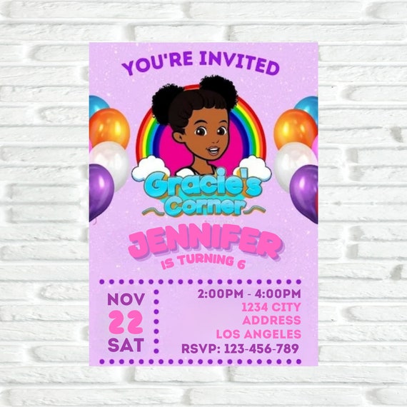 Invito di compleanno di Gracie's Corner/Modello di invito alla festa stampabile/Modello modificabile digitale/Download istantaneo
