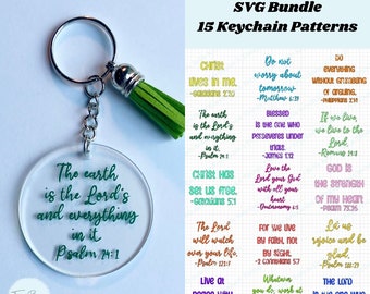 Verses to Live By SVG Keychain Bundle, 15 Keychain Patterns
