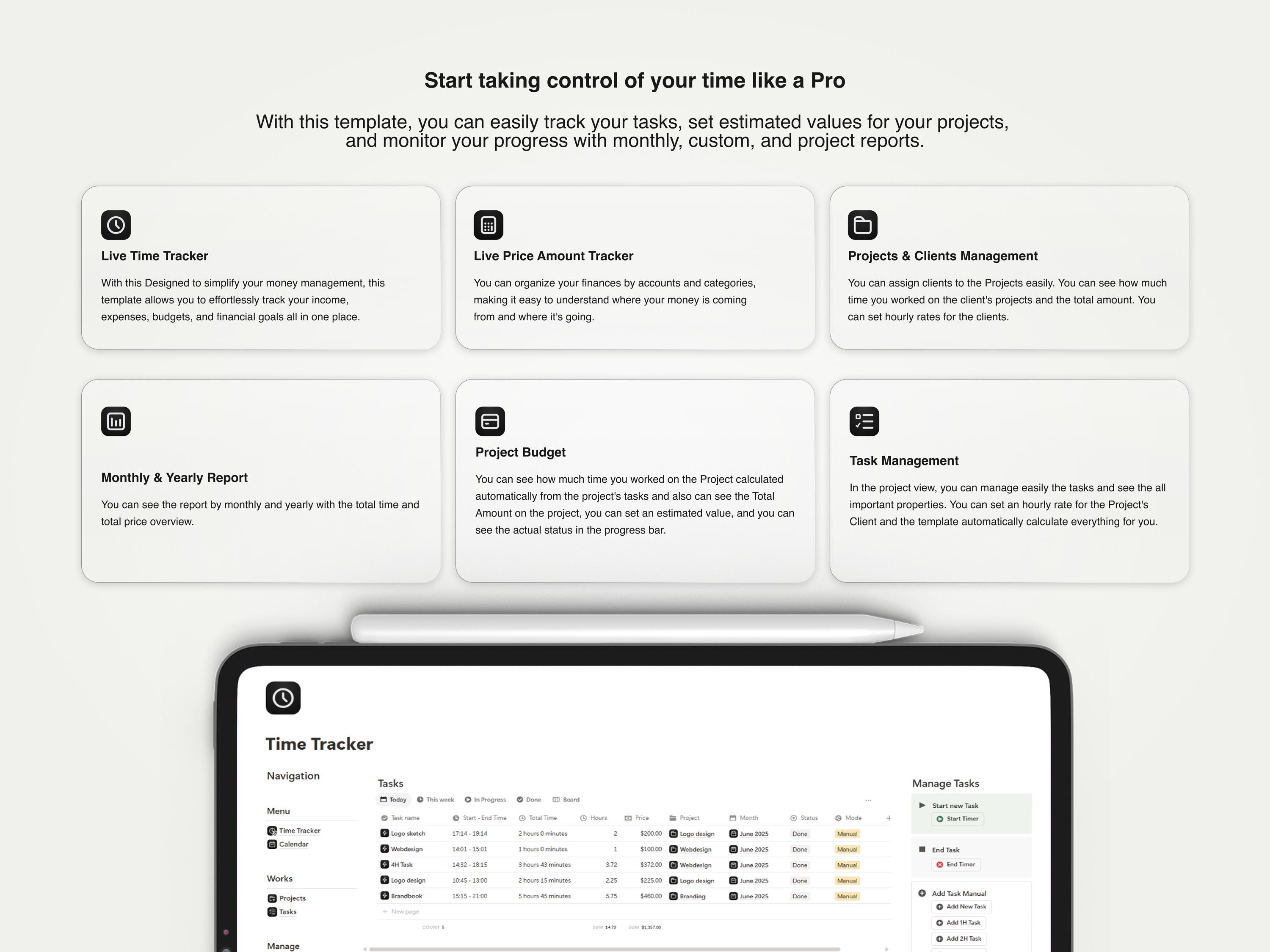 Notion Time Tracker Template Track Projects, Clients & Billable Hours