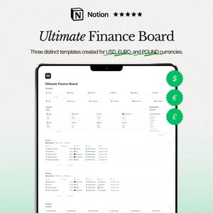 Modèle de notion de conseil des finances - Suivez les revenus, les dépenses et les budgets en un seul endroit