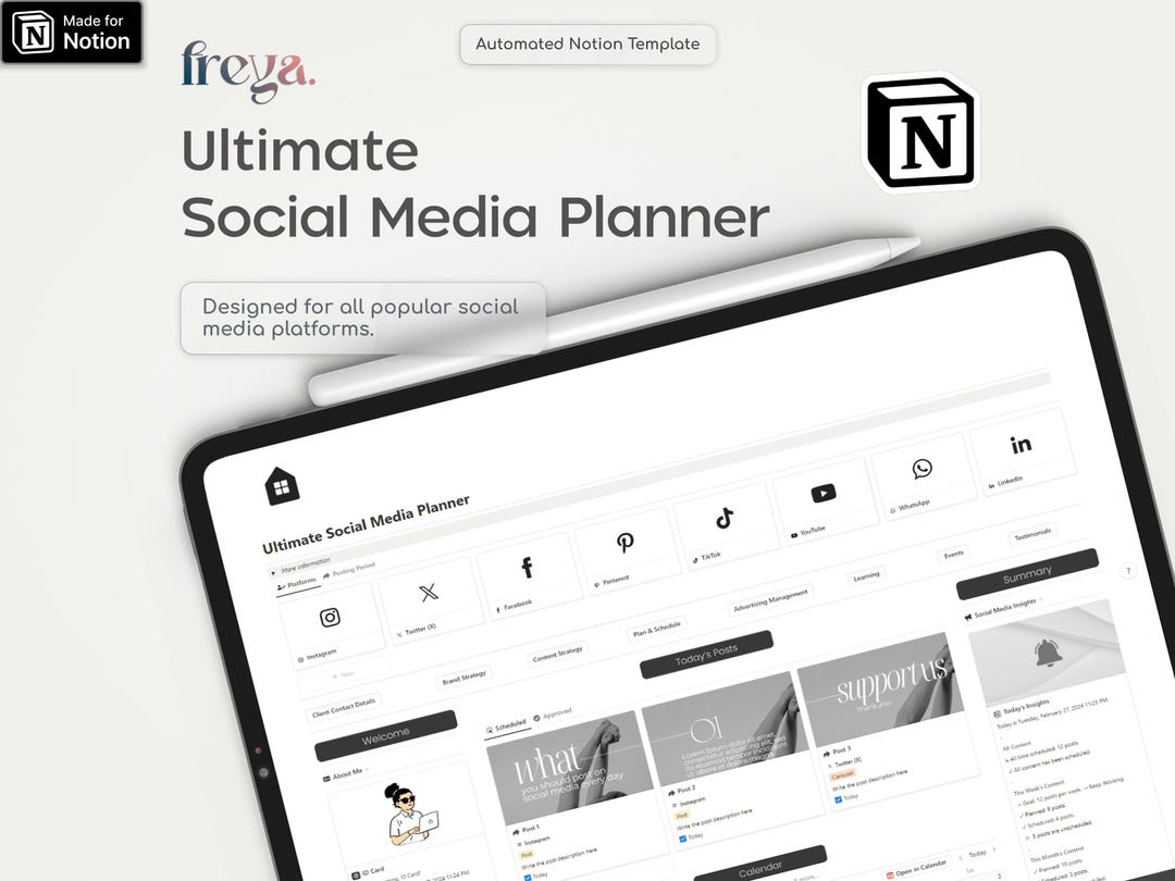 Notion Template Ultimate Social Media Planner, Social Media Content ...