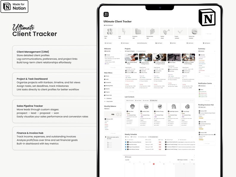 Notion CRM & Client Tracker: Sales Pipeline and Invoice Dashboard ...