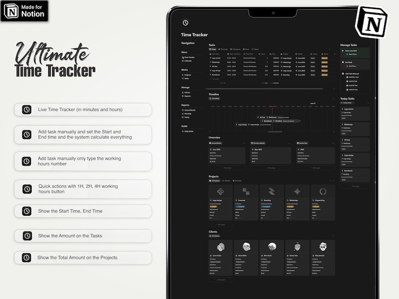Notion Time Tracker Template: Track Projects, Clients & Billable Hours image 2