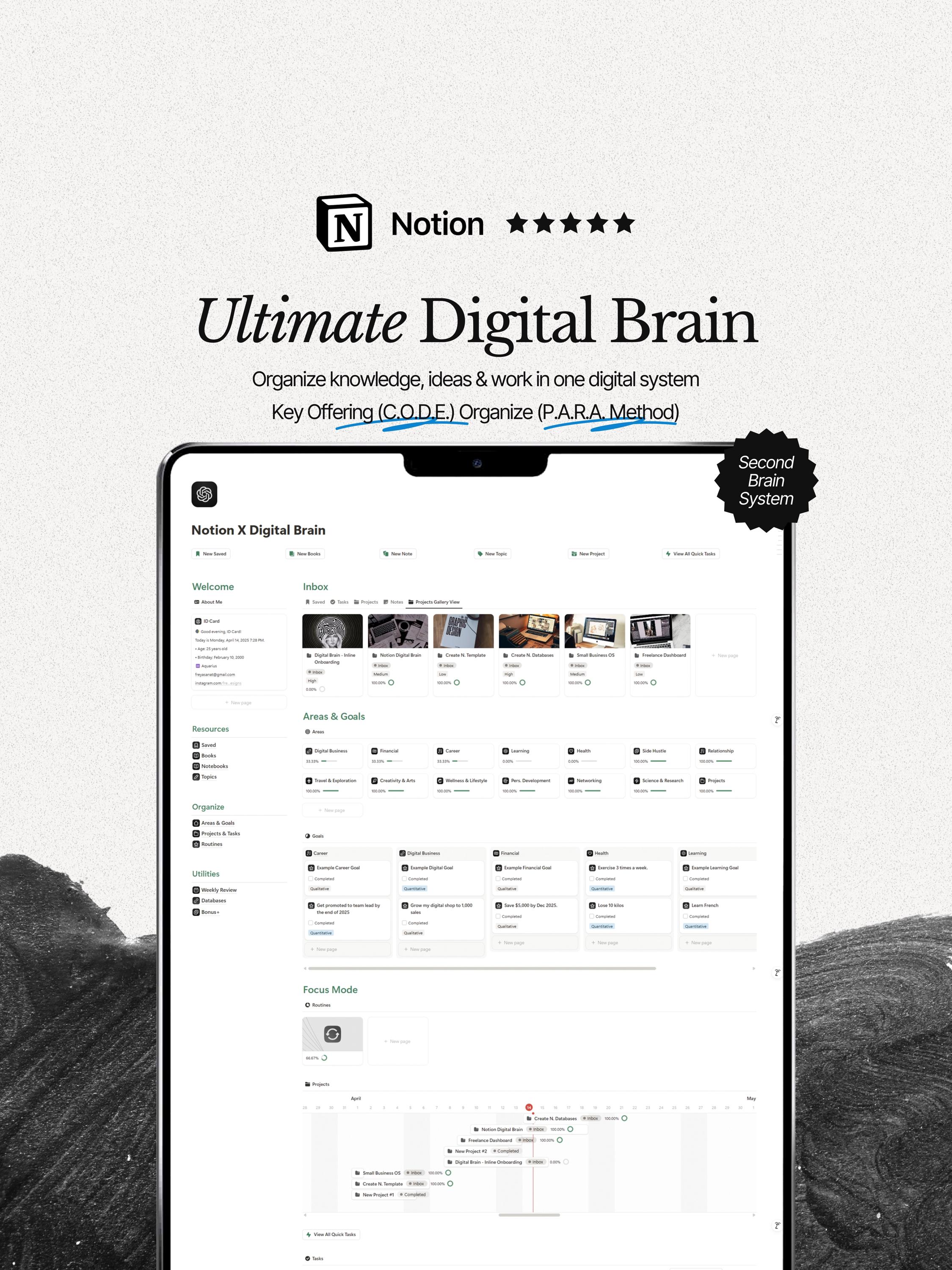 Digital Brain Notion Template: Second Brain System With PARA + CODE ...