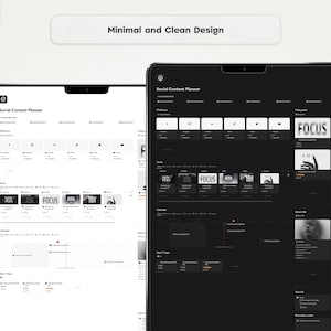 May include: A screenshot of a Notion page with a social content planner template. The template has a dark mode and light mode option. The template includes sections for social media platforms, posts, calendar, and notes.