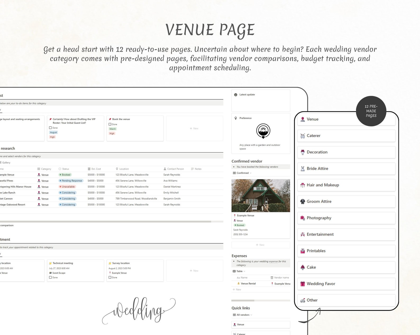 Notion Template Ultimate Wedding Planner, Notion Event Planning ...