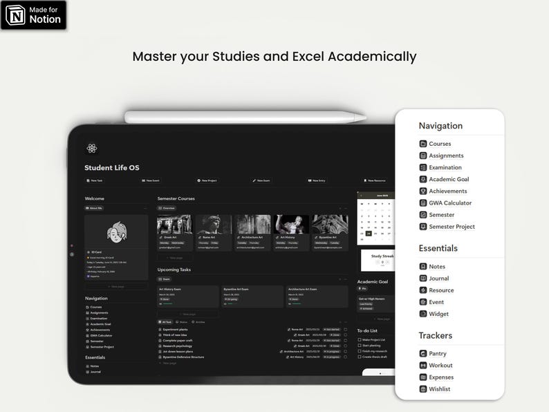 Student Life OS Notion Template: Study, Tasks & Academic Planner System image 2