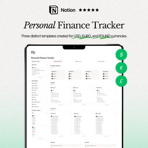 Notion Finance Tracker: Budget, Ausgaben & Ersparnis Planer Dashboard