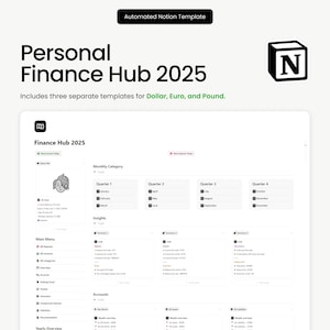 NotionFinance Dashboard Vorlage | Verfolge deine Einnahmen, Ausgaben, Budgets & Abonnements | 12-Monats-Planer, sinkender Fond, finanzielle Übersicht
