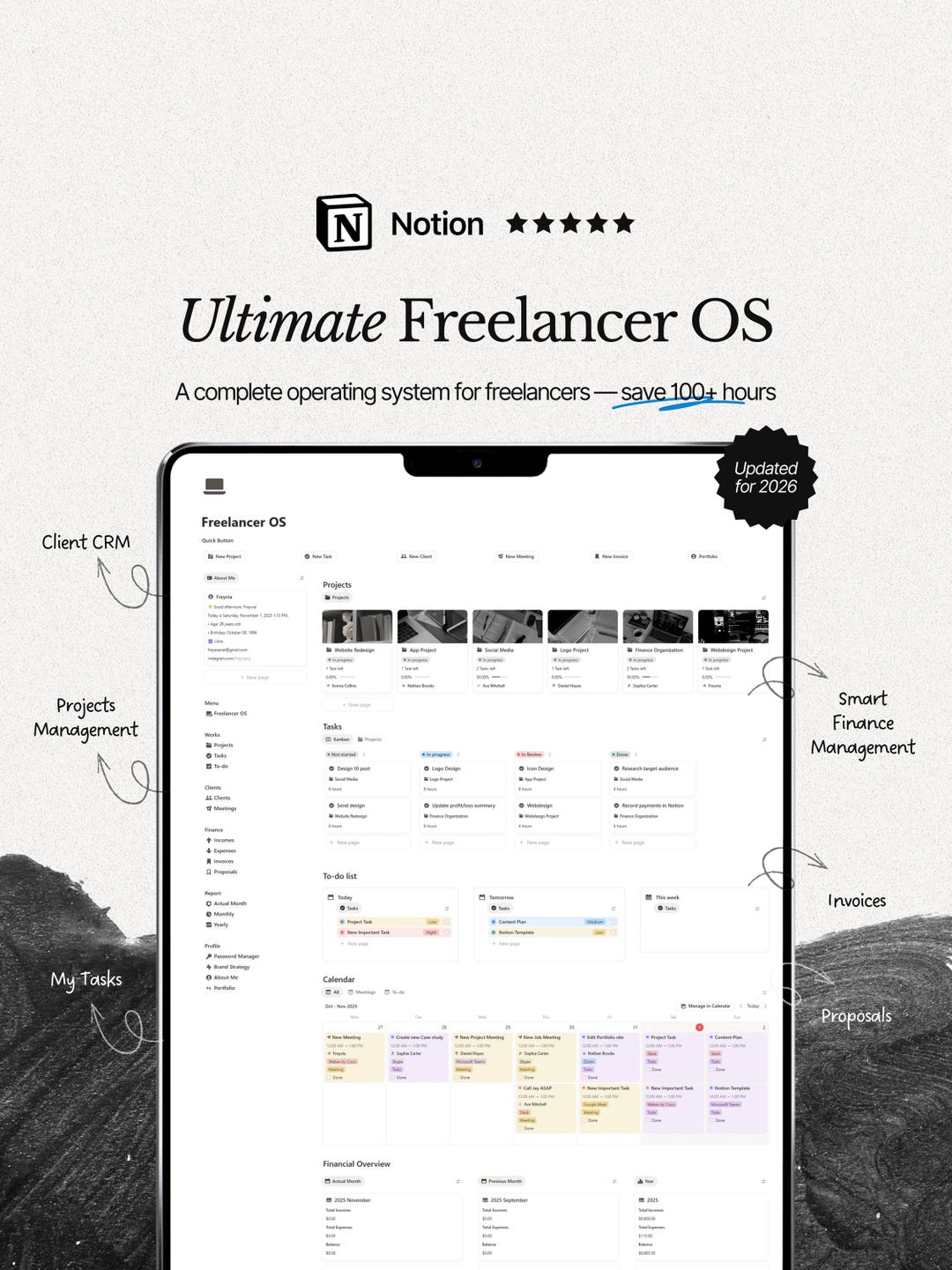 Notion Freelancer Dashboard: Client & Project Management Template - Etsy