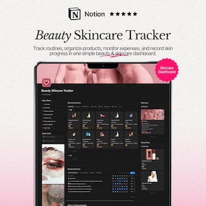 Notion Skincare Tracker: Rutina de belleza, base de datos de productos y registro de gastos
