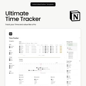 Notion Time Tracker Template | Manage Time, Tasks, Projects & Clients | All-in-One Time Tracking Reporting Tool, Work Time Management