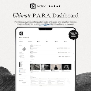 Notion PARA Dashboard: Productivity & Organization Template (Projects, Areas)