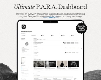 Notion PARA-instrumentpanel: Produktivitets- och organisationsmall (projekt, områden)