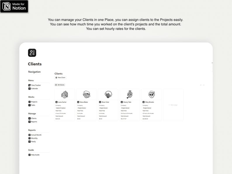 Notion Time Tracker Template: Track Projects, Clients & Billable Hours image 8