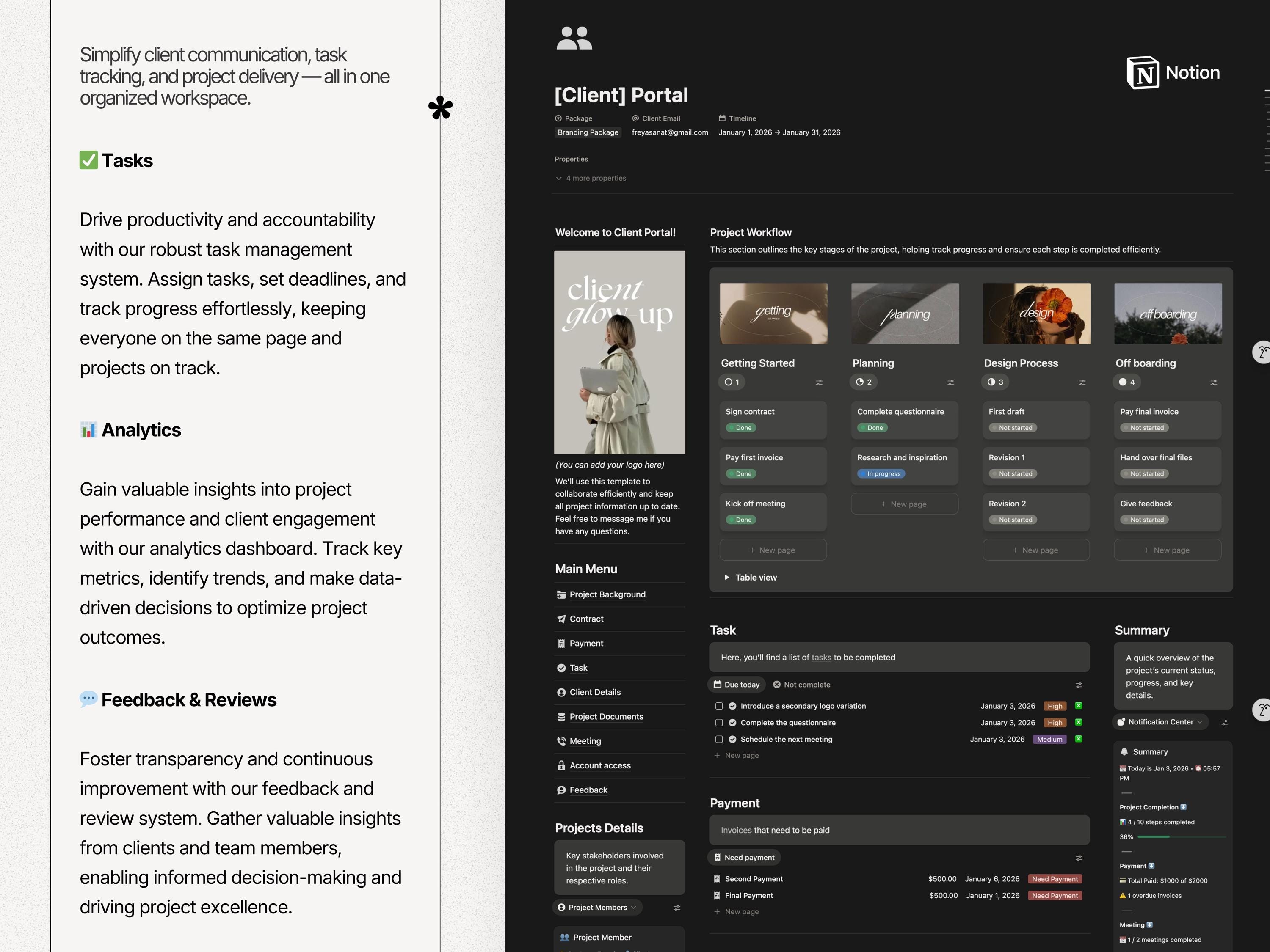 Notion Client Portal: Project Collaboration & Feedback System - Etsy