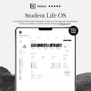 Plantilla de Notion para la vida estudiantil: Sistema de planificación de estudio, tareas y actividades académicas