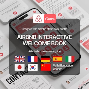 Interaktiv Airbnb-välkomstbok Canva-mall – Digital gästguide