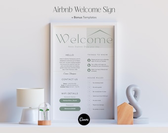 Airbnb välkomstskylt Canva-mall - Guide till Wifi-husregler
