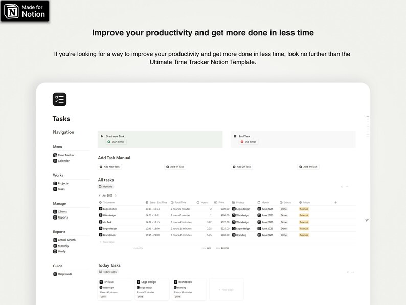 Notion Time Tracker Template: Track Projects, Clients & Billable Hours image 7