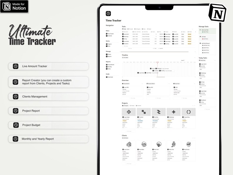 Notion Time Tracker Template: Track Projects, Clients & Billable Hours image 3