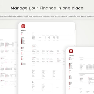 Pode incluir: Capturas de tela de uma interface de aplicativo de gerenciamento financeiro, com o texto "Manage your Finance in one place". A interface exibe se&ccedil;&otilde;es para renda, relat&oacute;rios e despesas.