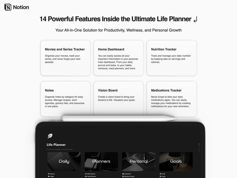 All-in-One Notion Life Planer, Habit Tracker, Ziele, Finanzen, Wellness & Tagesplanung Bild 4