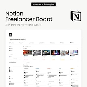 Notion Freelancer Dashboard Template | All-in-One CRM, Projects, Tasks, Finances, Invoices & Client Manager | Digital Business Hub