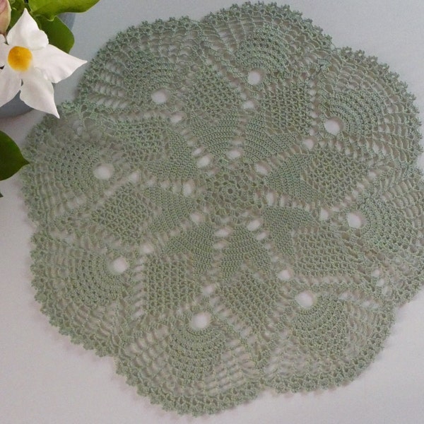 Light Khaki Green Crochet Placemat - 48cm