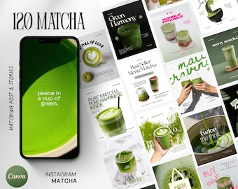 Matcha Pink Coffee Instagram Templates Social Media Template Cafe Business Coffee Shop Template Milkshake Cafe Social Matcha Instagram Posts